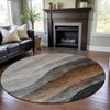 Piper Looms Mayfield Swirls AMF1176 Khaki Machine Washable Area Rug Round Lifestyle Image Feature