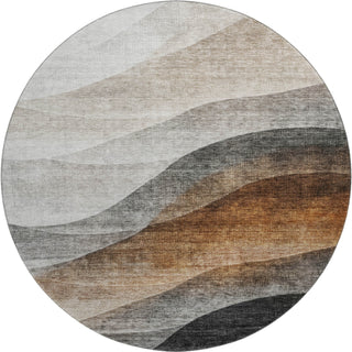 Piper Looms Mayfield Swirls AMF1176 Khaki Machine Washable Area Rug Round Main Image