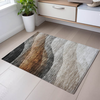 Piper Looms Mayfield Swirls AMF1176 Khaki Machine Washable Area Rug Scatter Lifestyle Image Feature