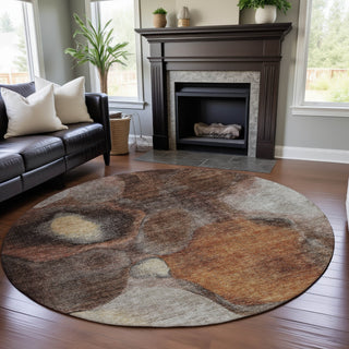 Piper Looms Mayfield Modern AMF1177 Coffee Machine Washable Area Rug Round Lifestyle Image Feature