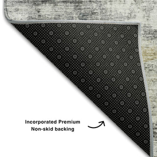 Piper Looms Mayfield Geometric AMF1178 Silver Machine Washable Area Rug Backing Image