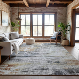 Piper Looms Mayfield Geometric AMF1178 Silver Machine Washable Area Rug Lifestyle Image Feature