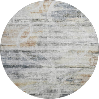 Piper Looms Mayfield Geometric AMF1178 Silver Machine Washable Area Rug Round Main Image