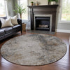 Piper Looms Mayfield Modern AMF1179 Putty Machine Washable Area Rug Round Lifestyle Image Feature