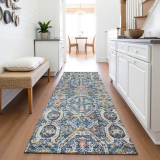 Piper Looms Mayfield Global AMF1181 Denim Machine Washable Area Rug Runner Lifestyle Image Feature
