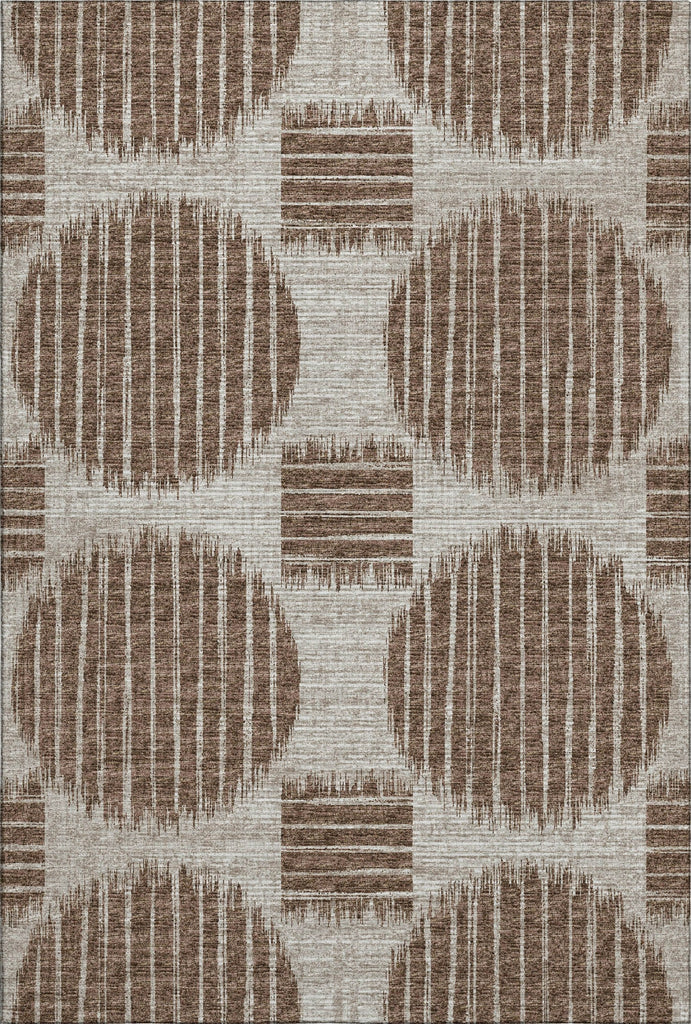 Piper Looms Mayfield Geometric Circles AMF119 Brown Machine Washable Area Rug main image