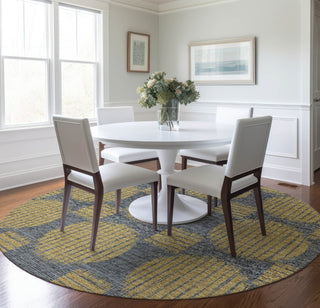 Piper Looms Mayfield Geometric Circles AMF119 Gilded Machine Washable Area Rug Round Lifestyle Image Feature