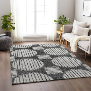 Piper Looms Mayfield Geometric Circles AMF119 Gray Machine Washable Area Rug Lifestyle Image Feature