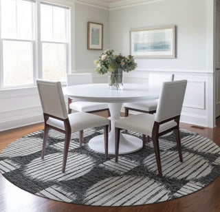 Piper Looms Mayfield Geometric Circles AMF119 Gray Machine Washable Area Rug Round Lifestyle Image Feature
