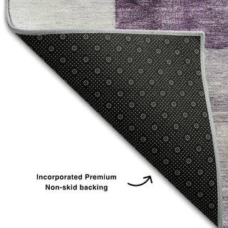 Piper Looms Mayfield Squares AMF1190 Eggplant Machine Washable Area Rug Backing Image