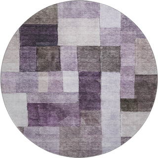 Piper Looms Mayfield Squares AMF1190 Eggplant Machine Washable Area Rug Round Main Image