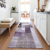 Piper Looms Mayfield Squares AMF1190 Eggplant Machine Washable Area Rug Runner Lifestyle Image Feature