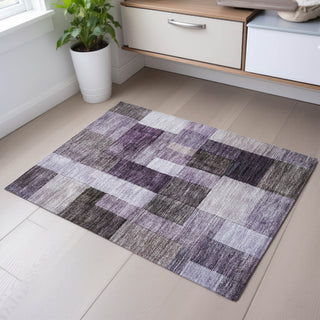 Piper Looms Mayfield Squares AMF1190 Eggplant Machine Washable Area Rug Scatter Lifestyle Image Feature