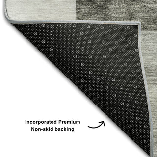 Piper Looms Mayfield Squares AMF1190 Pewter Machine Washable Area Rug Backing Image