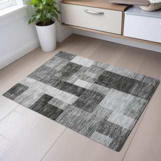 Piper Looms Mayfield Squares AMF1190 Pewter Machine Washable Area Rug Scatter Lifestyle Image Feature