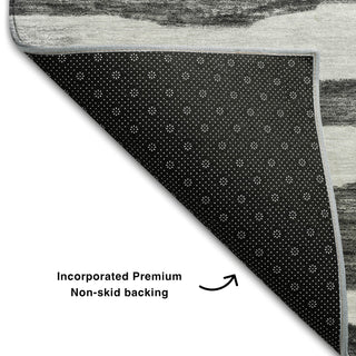 Piper Looms Mayfield Stripes AMF1191 Charcoal Machine Washable Area Rug Backing Image