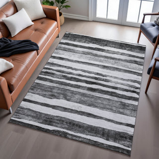 Piper Looms Mayfield Stripes AMF1191 Charcoal Machine Washable Area Rug Lifestyle Image Feature
