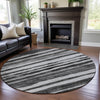 Piper Looms Mayfield Stripes AMF1191 Charcoal Machine Washable Area Rug Round Lifestyle Image Feature