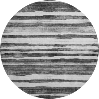 Piper Looms Mayfield Stripes AMF1191 Charcoal Machine Washable Area Rug Round Main Image