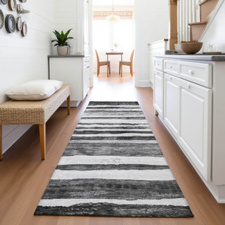 Piper Looms Mayfield Stripes AMF1191 Charcoal Machine Washable Area Rug Runner Lifestyle Image Feature