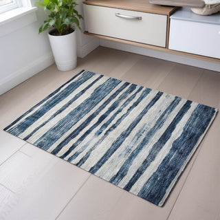 Piper Looms Mayfield Stripes AMF1191 Denim Machine Washable Area Rug Scatter Lifestyle Image Feature