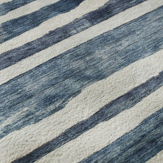 Piper Looms Mayfield Stripes AMF1191 Denim Machine Washable Area Rug Swatch Image