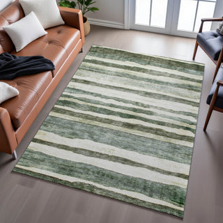 Piper Looms Mayfield Stripes AMF1191 Sage Machine Washable Area Rug Lifestyle Image Feature