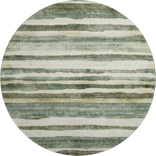 Piper Looms Mayfield Stripes AMF1191 Sage Machine Washable Area Rug Round Main Image