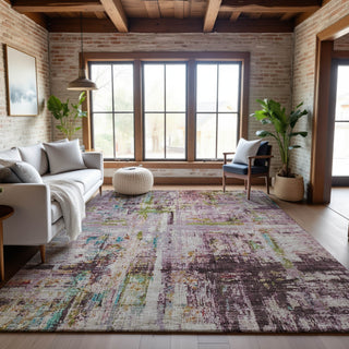 Piper Looms Mayfield Abstract AMF1194 Lavender Machine Washable Area Rug Lifestyle Image Feature