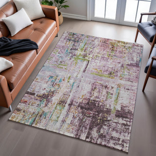 Piper Looms Mayfield Abstract AMF1194 Lavender Machine Washable Area Rug Lifestyle Image Feature