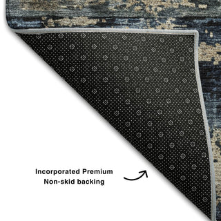 Piper Looms Mayfield Abstract AMF1195 Navy Machine Washable Area Rug Backing Image