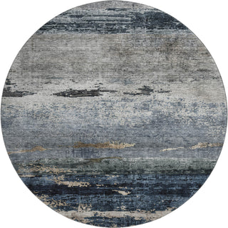 Piper Looms Mayfield Abstract AMF1195 Navy Machine Washable Area Rug Round Main Image
