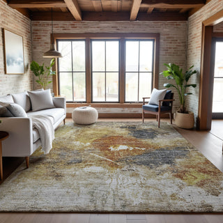 Piper Looms Mayfield Abstract AMF1199 Taupe Machine Washable Area Rug Lifestyle Image Feature