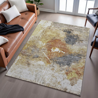 Piper Looms Mayfield Abstract AMF1199 Taupe Machine Washable Area Rug Lifestyle Image Feature