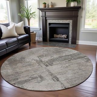 Piper Looms Mayfield Abstract AMF1200 Linen Machine Washable Area Rug Round Lifestyle Image Feature