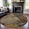Piper Looms Mayfield Abstract AMF1201 Khaki Machine Washable Area Rug Round Lifestyle Image Feature