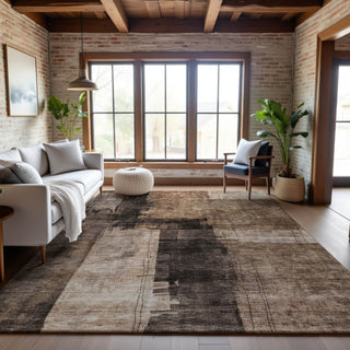 Piper Looms Mayfield Abstract AMF1202 Brown Machine Washable Area Rug Lifestyle Image Feature