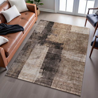 Piper Looms Mayfield Abstract AMF1202 Brown Machine Washable Area Rug Lifestyle Image Feature