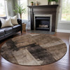 Piper Looms Mayfield Abstract AMF1202 Brown Machine Washable Area Rug Round Lifestyle Image Feature
