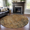 Piper Looms Mayfield Abstract AMF1203 Copper Machine Washable Area Rug Round Lifestyle Image Feature