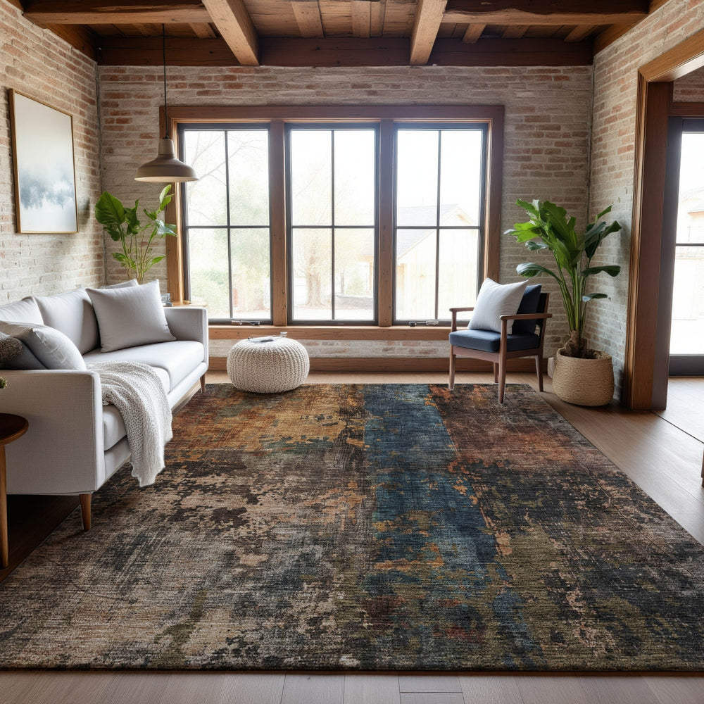 Piper Looms Mayfield Abstract AMF1204 Blue Machine Washable Area Rug Lifestyle Image Feature