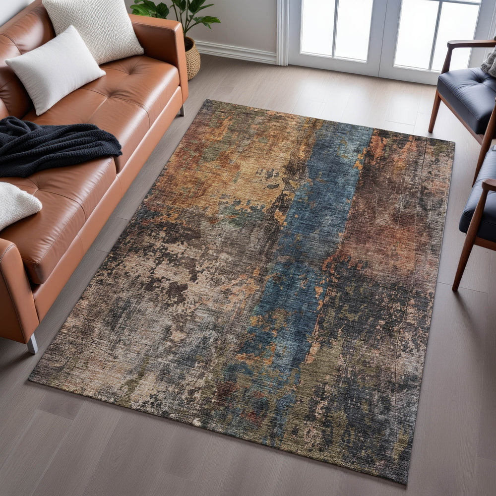 Piper Looms Mayfield Abstract AMF1204 Blue Machine Washable Area Rug Lifestyle Image Feature