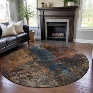 Piper Looms Mayfield Abstract AMF1204 Blue Machine Washable Area Rug Round Lifestyle Image Feature