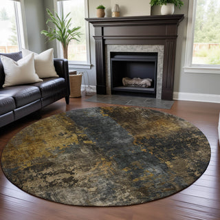 Piper Looms Mayfield Stripes AMF1204 Gray Machine Washable Area Rug Round Lifestyle Image Feature