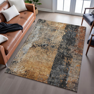 Piper Looms Mayfield Abstract AMF1205 Copper Machine Washable Area Rug Lifestyle Image Feature