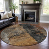 Piper Looms Mayfield Abstract AMF1205 Copper Machine Washable Area Rug Round Lifestyle Image Feature