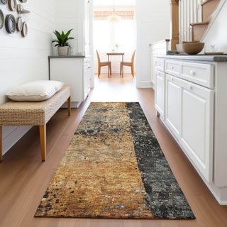 Piper Looms Mayfield Abstract AMF1205 Copper Machine Washable Area Rug Runner Lifestyle Image Feature
