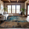 Piper Looms Mayfield Abstract AMF1206 Teal Machine Washable Area Rug Lifestyle Image Feature