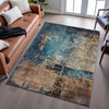Piper Looms Mayfield Abstract AMF1206 Teal Machine Washable Area Rug Lifestyle Image Feature