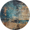Piper Looms Mayfield Abstract AMF1206 Teal Machine Washable Area Rug Round Main Image
